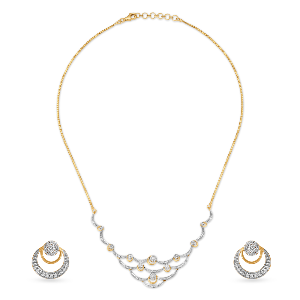 Buy Ethereal Cascade Diamond Necklace Set At Best Price Tanishq Uae