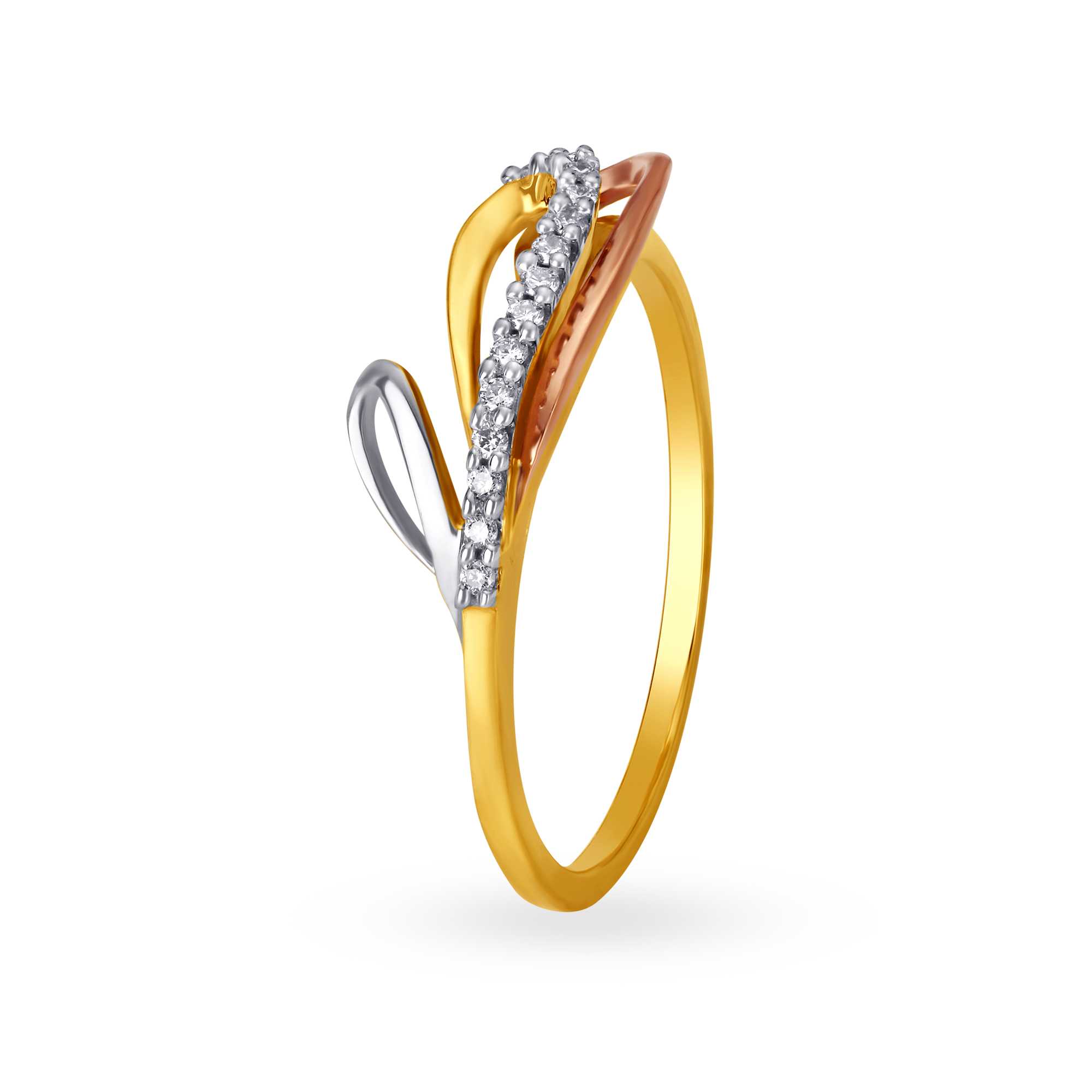 Buy Mia By Tanishq 18KT Yellow White And Rose Gold Diamond Finger Ring