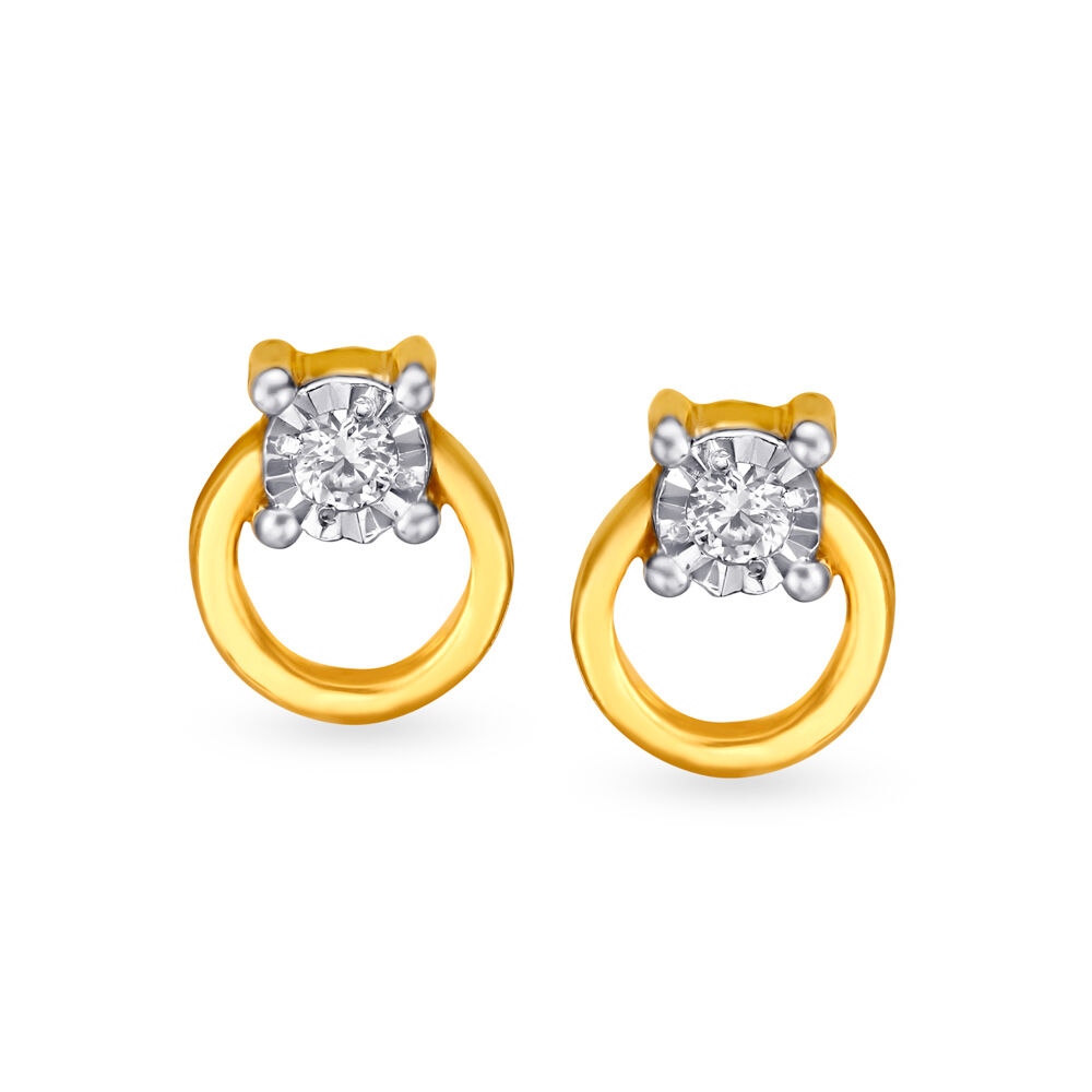 Single white stone stud deals earrings in gold