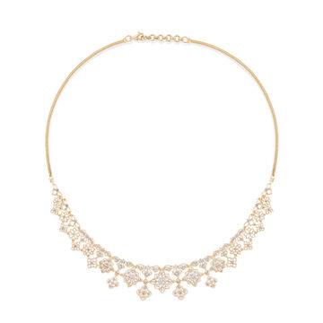 Floral Lattice Gold and Diamond Necklace
