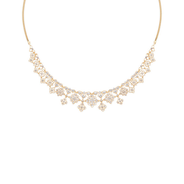 Floral Lattice Gold and Diamond Necklace,,hi-res image number null