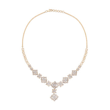 Exquisite Lattice Gold and Diamond Necklace
