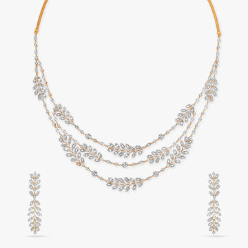 Glimmering Wave Diamond Necklace Set