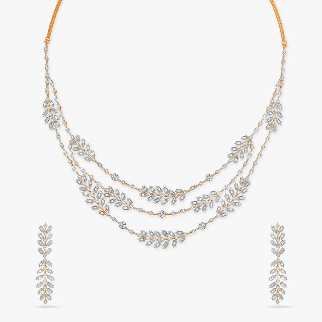 Glimmering Wave Diamond Necklace Set,,hi-res image number null