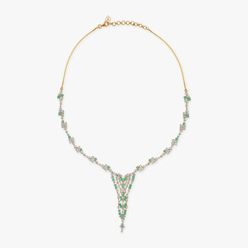 Burst of Shimmer Diamond and Emerald Necklace