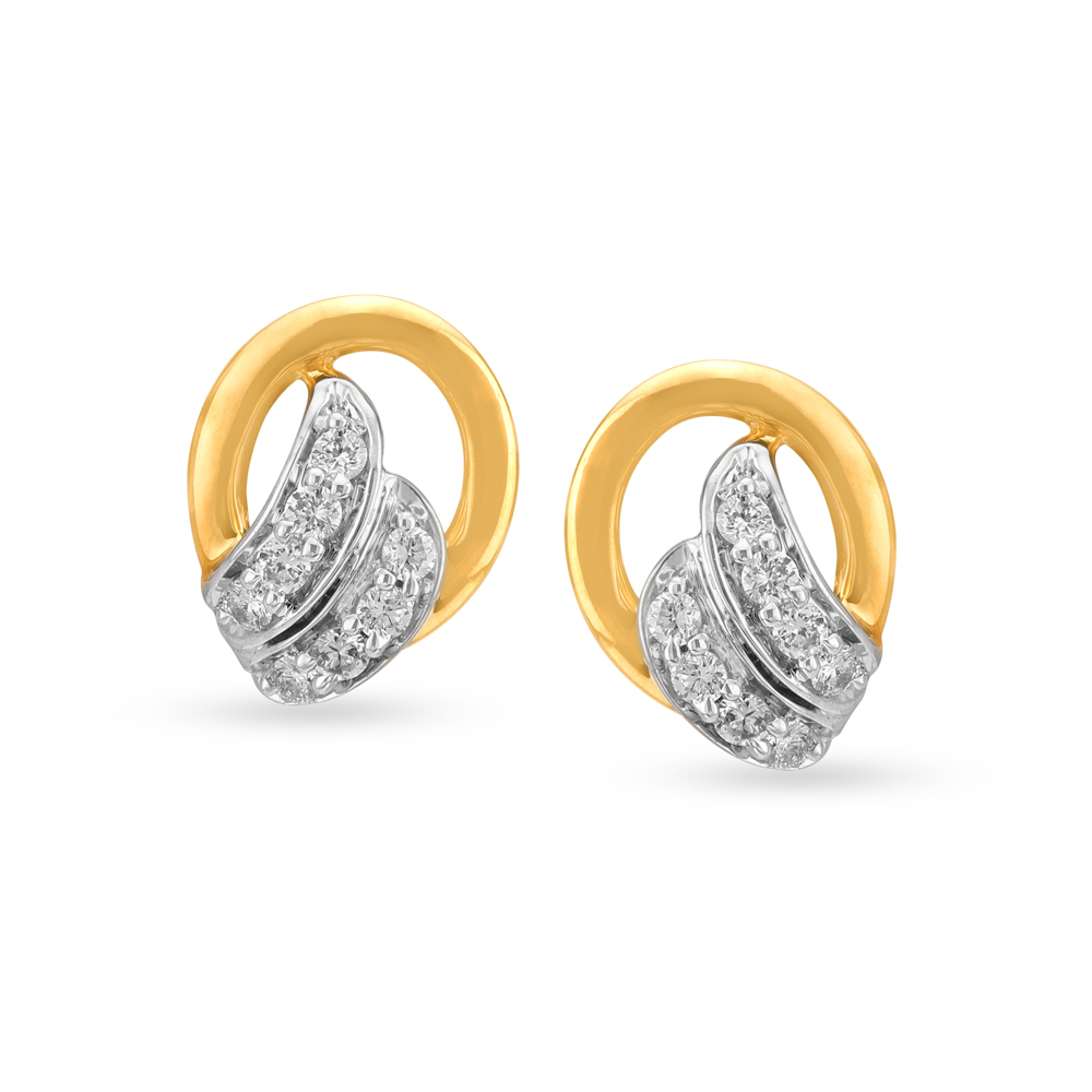 Buy Adorable 18 Karat Yellow Gold And Diamond Oval Studs at Best Price ...