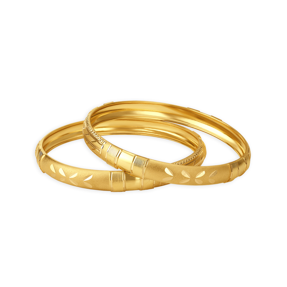 Buy Flatly Carved Gold Bangle At Best Price | Tanishq UAE