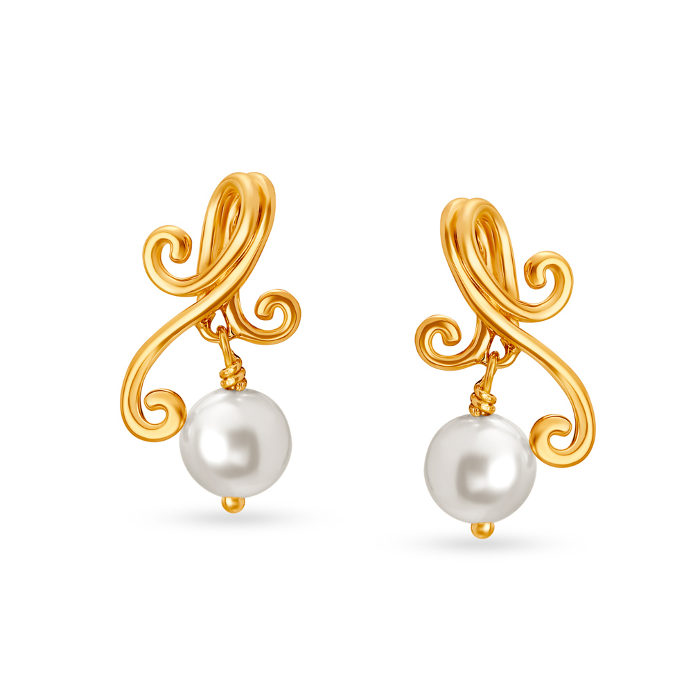 9 K Yellow Gold Earrings with Pearl - Ref No AP529-1640 / Apart