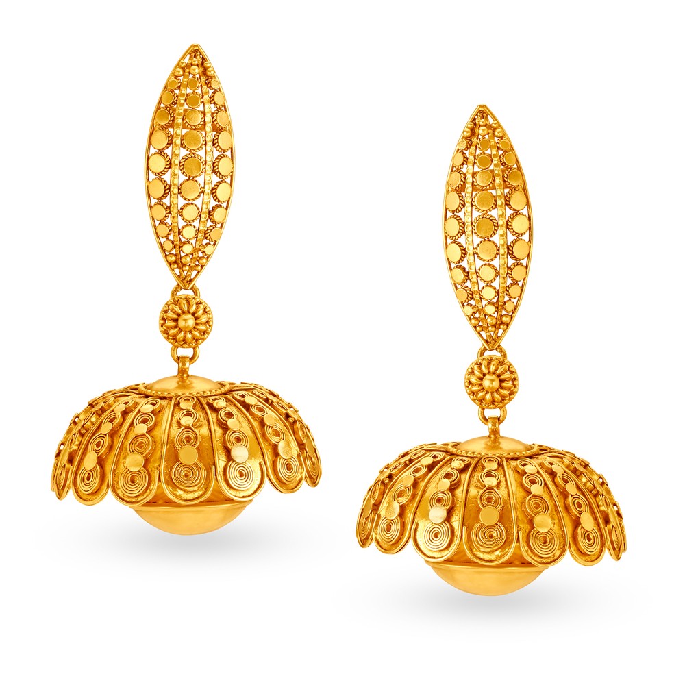 Buy Tanishq 22 Karat Gold Jhumka Earrings at Best Price | Tanishq UAE