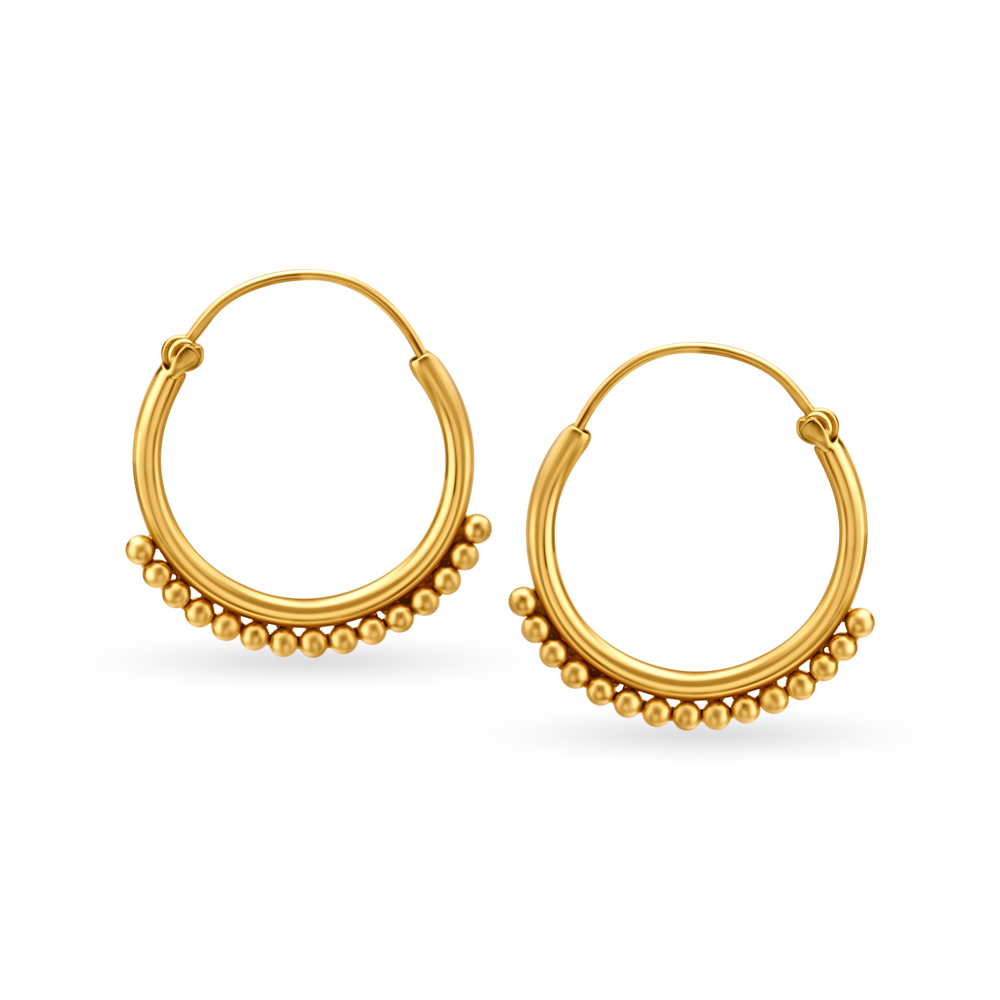 Contemporary Ornate Dainty Gold Hoop Bali Earrings