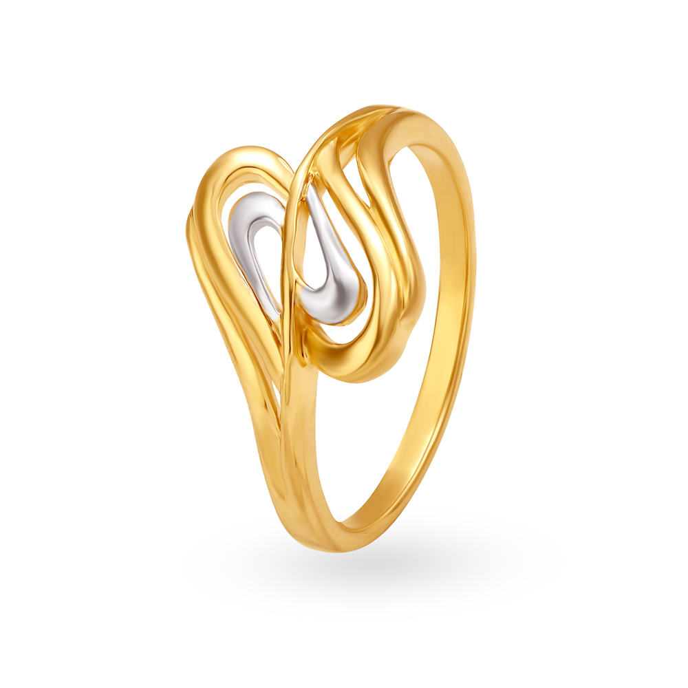 Buy Graceful 22 Karat Gold Swirl Ring With Rhodium Finish at Best Price ...