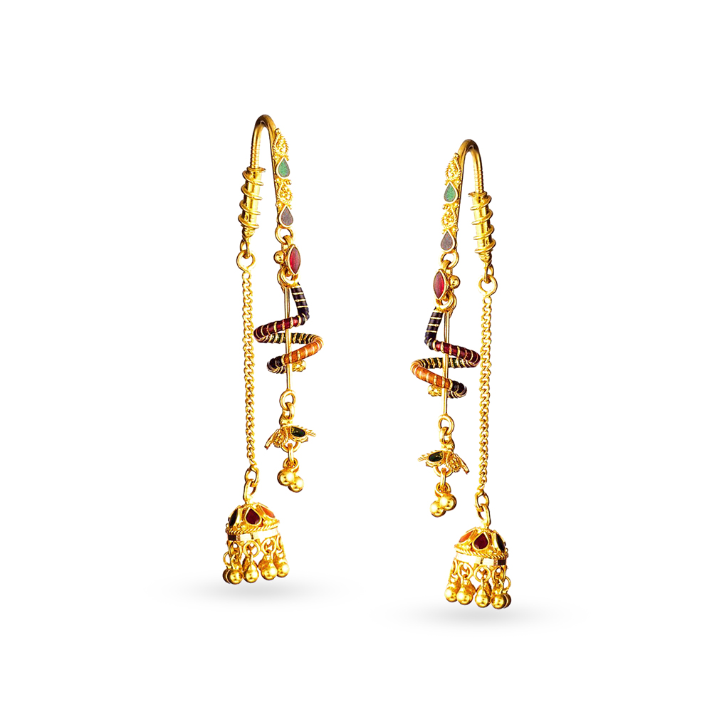 Sui dhaga deals pattern gold earrings