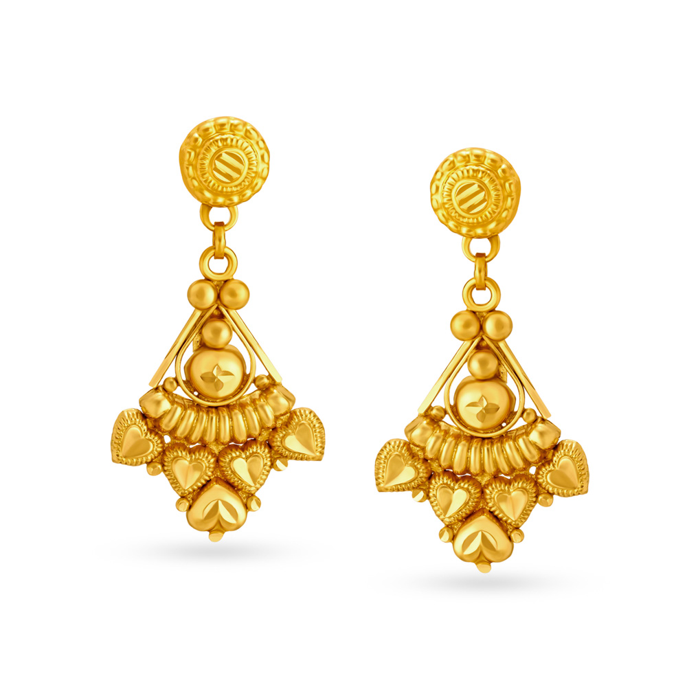 Buy Tanishq 22 Karat Yellow Gold Drop Earrings At Best Price Tanishq Uae 8206